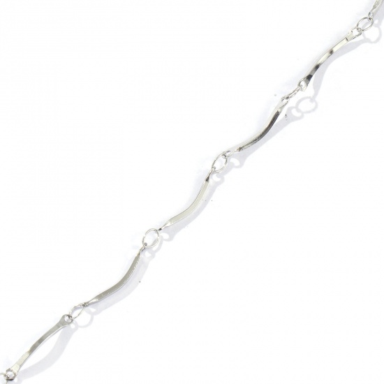 Immagine di 10 M Ecologico 304 Acciaio Inossidabile Catena Per Risultati di Creazione di Gioielli Fai-da-te Fatti a Mano Bastoni Tono Argento Curva 2mm