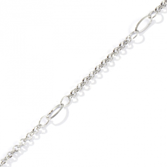 Immagine di 10 M Ecologico 304 Acciaio Inossidabile Catena a Cavo Per Risultati di Creazione di Gioielli Fai-da-te Fatti a Mano Tono Argento 4.5mm