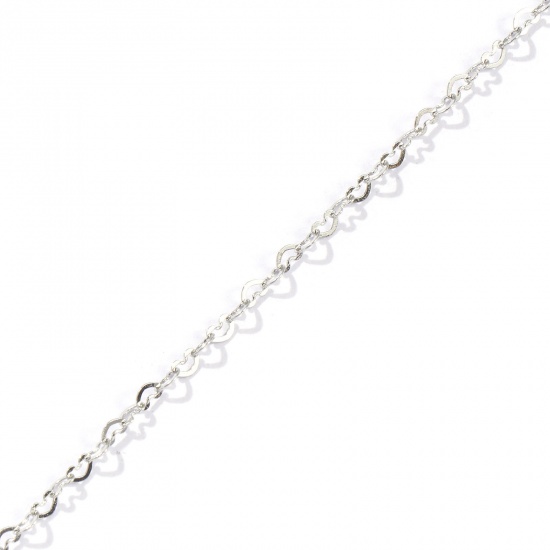 Immagine di 10 M Ecologico 304 Acciaio Inossidabile Catena a Cavo Per Risultati di Creazione di Gioielli Fai-da-te Fatti a Mano Cuore Tono Argento 2mm