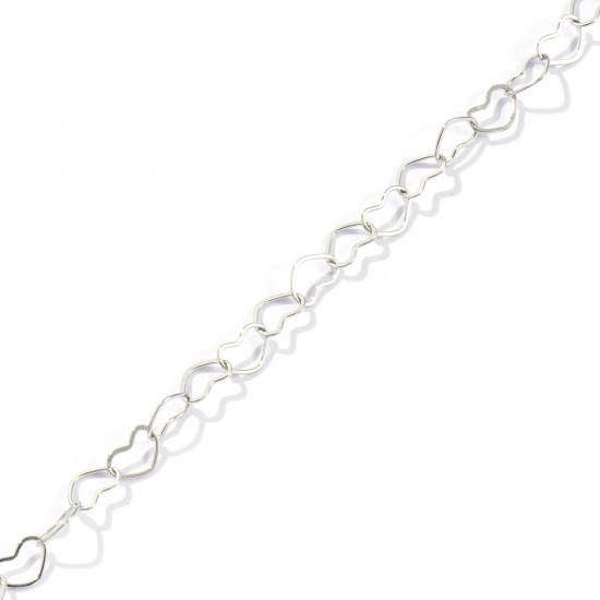 Immagine di 10 M Ecologico 304 Acciaio Inossidabile Catena a Cavo Per Risultati di Creazione di Gioielli Fai-da-te Fatti a Mano Cuore Tono Argento 4.5mm