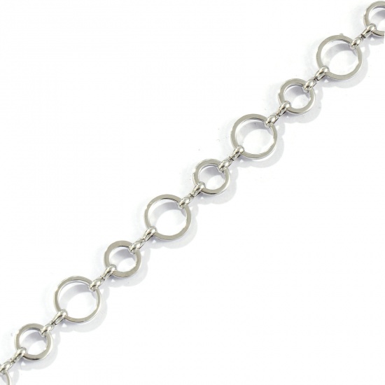 Immagine di 10 M Ecologico 304 Acciaio Inossidabile Catena a Maglia Fatta a Mano Per Risultati di Creazione di Gioielli Fai-da-te Fatti a Mano Tono Argento 10mm