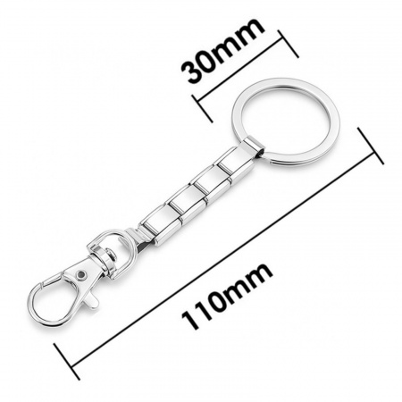 Picture of 1 Piece 304 Stainless Steel & Zinc Based Alloy Italian Charm Keychain & Keyring Silver Tone Detachable 10cm x 3cm