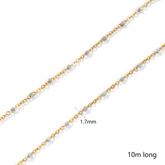 Immagine di 10 M Placcatura Sottovuoto PVD Ecologica 304 Acciaio Inossidabile Catena a Cavo Per Risultati di Creazione di Gioielli Fai-da-te Fatti a Mano Placcato Oro 18K Grigio Smalto 1.7mm