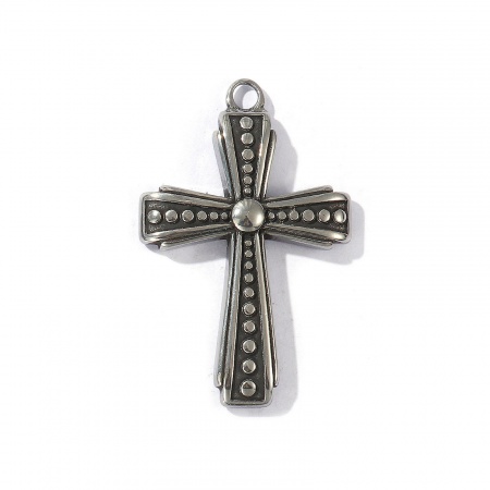 Imagen de 1 Unidad Respetuoso del Medio Ambiente 304 Acero Inoxidable Religión Colgantes Plata Antigua Cruz 5.2cm x 3.4cm