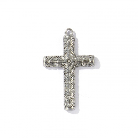 Imagen de 1 Unidad Respetuoso del Medio Ambiente 304 Acero Inoxidable Religión Colgantes Plata Antigua Cruz Micro Pave Transparente Rhinestone 3.4cm x 2.1cm