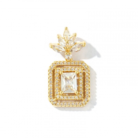 Imagen de 1 Unidad Respetuoso del Medio Ambiente Latón Geométrico Colgantes 18K Oro Real Chapado Octágono Micro Pave Transparente Rhinestone 3.3cm x 1.6cm