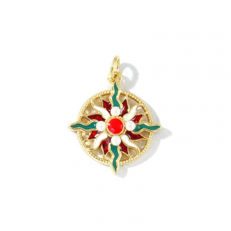 Imagen de 1 Unidad Respetuoso del Medio Ambiente Latón Galaxia Colgantes 18K Oro Real Chapado Multicolor Esmalte Estrella Acrílico Imitación de Perla 23mm x 18mm
