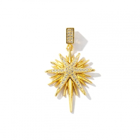 Imagen de 1 Unidad Latón Galaxia Colgantes Chapado en Oro de 18K Estrella Micro Pave Claro Circón Artificial 3.6cm x 2.1cm