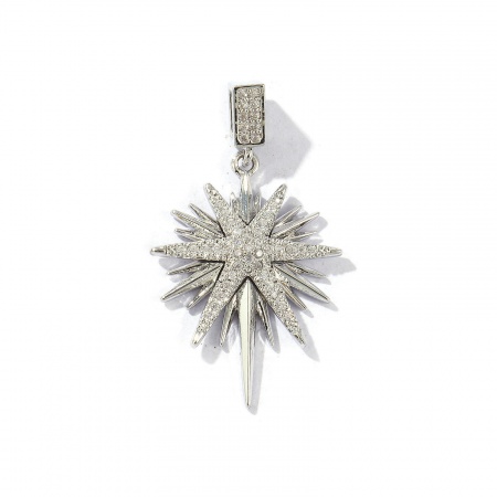 Imagen de 1 Unidad Latón Galaxia Colgantes Platino Chapado Estrella Micro Pave Claro Circón Artificial 3.6cm x 2.1cm