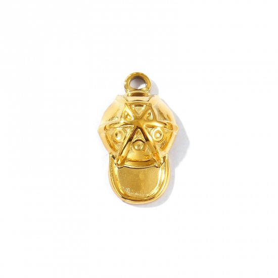 Picture of 1 Piece Eco-friendly PVD Vacuum Plating Waterproof Anti-Tarnish Hypoallergenic 304 Stainless Steel Clothes Charms 18K Real Gold Plated Hat 3D 22mm x 13mm