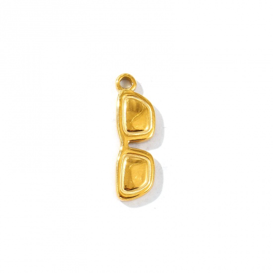 Picture of 1 Piece Eco-friendly PVD Vacuum Plating Waterproof Anti-Tarnish Hypoallergenic 304 Stainless Steel Clothes Charms 18K Real Gold Plated Eyeglasses 22mm x 7mm