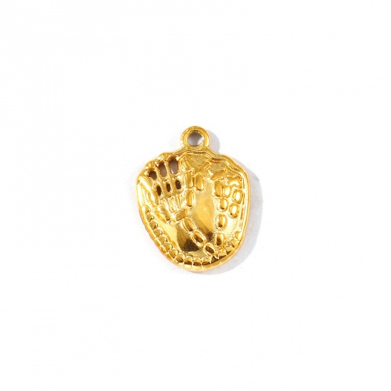 Picture of 1 Piece Eco-friendly PVD Vacuum Plating Waterproof Anti-Tarnish Hypoallergenic 304 Stainless Steel Sport Charms 18K Real Gold Plated Glove 17mm x 13mm