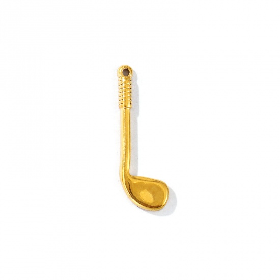 Picture of 1 Piece Eco-friendly PVD Vacuum Plating Waterproof Anti-Tarnish Hypoallergenic 304 Stainless Steel Sport Charms 18K Real Gold Plated Golf Club 25mm x 8mm