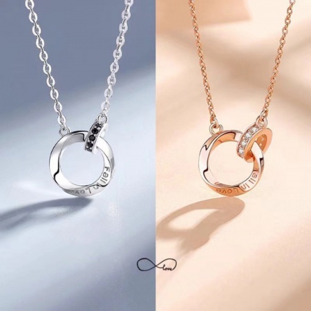 Picture of Wholesale Circle Ring Clear Rhinestone Pendant Charm Necklace, Rose Gold Brass Link Cable Chain, Women's Stylish Dainty Gift Jewelry For Retailer, 40cm(15.7") + 5cm(2") long, 1 Piece