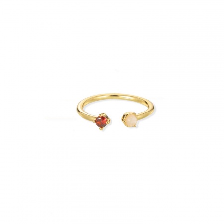 Bild von Großhandel Frauen Geschenk Rot Kubisches Zirkonia Offen Verstellbar Ring, 18K Vergoldet Messing, Stilvoll Elegant Schmuckbedarf, 16mm（US Größe:5.25), 1 Stück