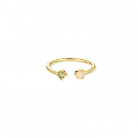 Bild von Großhandel Frauen Geschenk Olivgrün Kubisches Zirkonia Offen Verstellbar Ring, 18K Vergoldet Messing, Stilvoll Elegant Schmuckbedarf, 16mm（US Größe:5.25), 1 Stück
