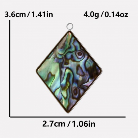 Imagen de 2 Unidades Respetuoso del Medio Ambiente 304 Acero Inoxidable & Concha Naturales Colgantes Tono de Plata Diamond 3.6cm x 2.7cm