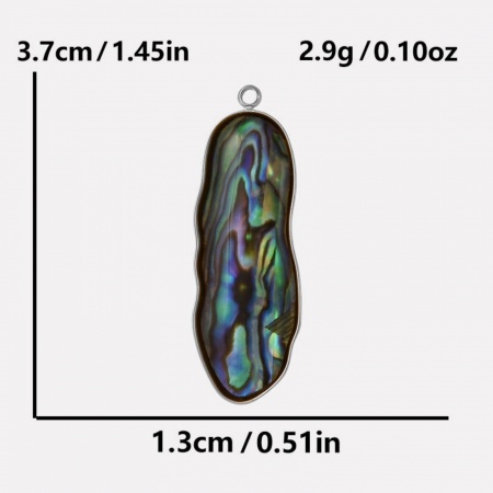 Imagen de 2 Unidades Respetuoso del Medio Ambiente 304 Acero Inoxidable & Concha Naturales Colgantes Tono de Plata Óvalo 3.7cm x 1.3cm