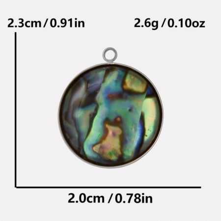 Imagen de 2 Unidades Respetuoso del Medio Ambiente 304 Acero Inoxidable & Concha Naturales Colgantes Tono de Plata Ronda Disco 23mm x 20mm
