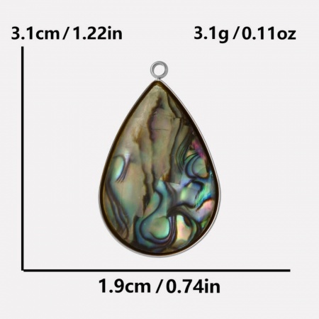 Imagen de 2 Unidades Respetuoso del Medio Ambiente 304 Acero Inoxidable & Concha Naturales Colgantes Tono de Plata Gota 3.1cm x 1.9cm