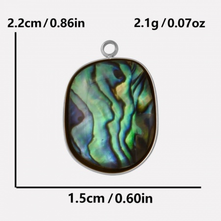 Imagen de 2 Unidades Respetuoso del Medio Ambiente 304 Acero Inoxidable & Concha Naturales Colgantes Tono de Plata 22mm x 15mm