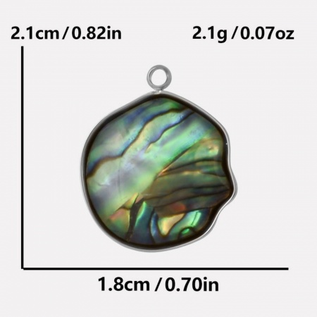 Imagen de 2 Unidades Respetuoso del Medio Ambiente 304 Acero Inoxidable & Concha Naturales Colgantes Tono de Plata Ronda 21mm x 18mm