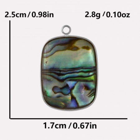 Imagen de 2 Unidades Respetuoso del Medio Ambiente 304 Acero Inoxidable & Concha Naturales Colgantes Tono de Plata Rectángulo 25mm x 17mm