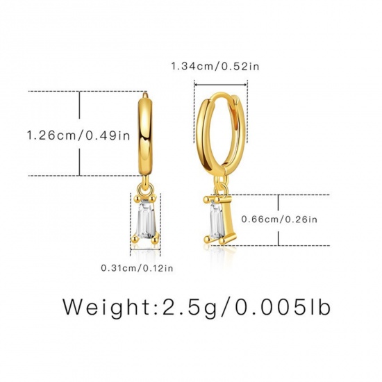 Picture of Wholesale Geometric Stylish Hoop Earrings, Clear Cubic Zirconia 18K Gold Plated Brass, Women's Gift Jewelry Supply, 1 Pair