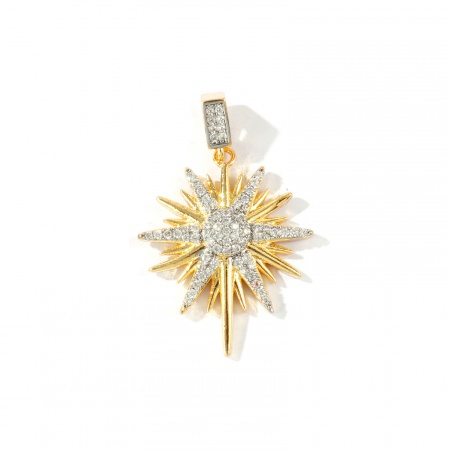 Imagen de 1 Unidad Latón Galaxia Colgantes Al Por Mayor 18K Oro Real Chapado & Platino Real Chapado Estrella Dos Colores Claro Circón Artificial 3.7cm x 2.4cm