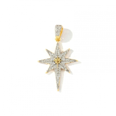 Imagen de 1 Unidad Latón Galaxia Colgantes Al Por Mayor 18K Oro Real Chapado & Platino Real Chapado Estrella Dos Colores Claro Circón Artificial 3.8cm x 2.3cm