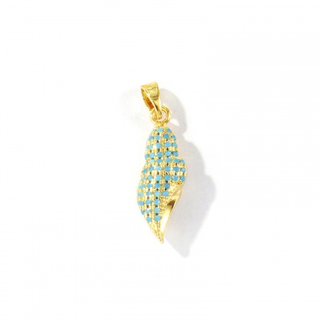 Imagen de 2 Unidades Latón Joyería del océano Colgantes Charms Al Por Mayor 18K Oro Real Chapado Caracola 3D Azul Circón Artificial 26mm x 8mm