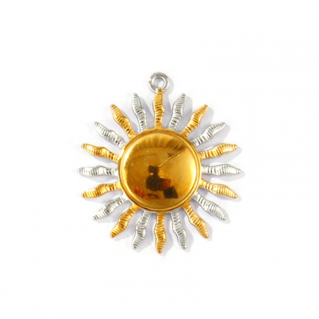 Imagen de 2 Unidades PVD Ecológico Impermeable Antioxidante Hipoalergénico 304 Acero Inoxidable Galaxia Colgantes Al Por Mayor 18K Oro Real Chapado & Tono de Plata Dos Colores Sol 3.5cm x 3.1cm