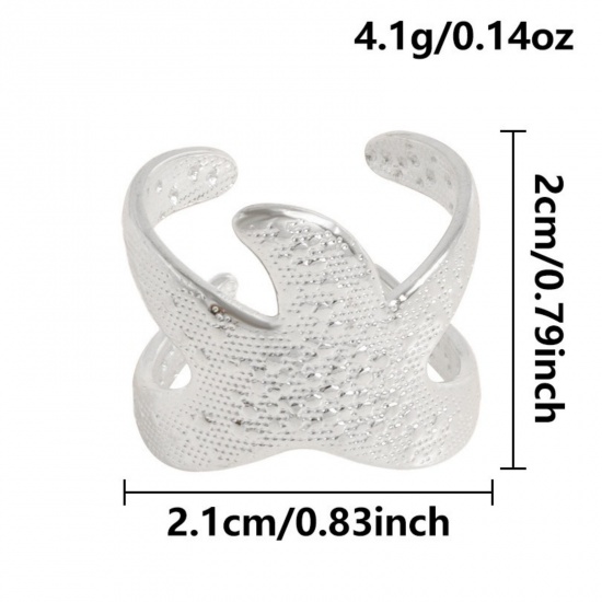 Picture of Wholesale Women's Gift Star Fish Open Adjustable Rings, Silver Tone 304 Stainless Steel, Eco-friendly Ocean Jewelry Stylish Jewelry Supply, 17mm(US Size 6.5), 1 Piece