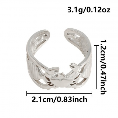 Picture of Wholesale Women's Gift Crab Open Adjustable Rings, Silver Tone 304 Stainless Steel, Eco-friendly Ocean Jewelry Stylish Jewelry Supply, 17mm(US Size 6.5), 1 Piece