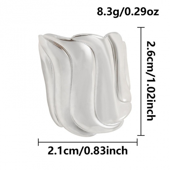 Picture of Wholesale Women's Gift Shell Open Adjustable Rings, Silver Tone 304 Stainless Steel, Eco-friendly Ocean Jewelry Stylish Jewelry Supply, 17mm(US Size 6.5), 1 Piece