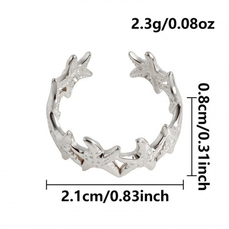 Picture of Wholesale Women's Gift Star Fish Open Adjustable Rings, Silver Tone 304 Stainless Steel, Eco-friendly Ocean Jewelry Stylish Jewelry Supply, 17mm(US Size 6.5), 1 Piece