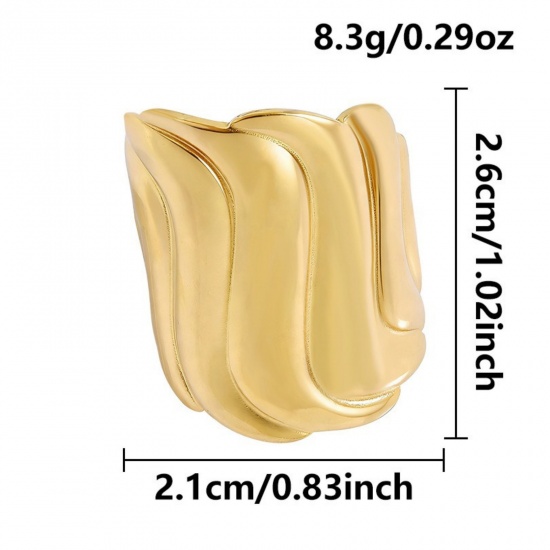 Picture of Wholesale Women's Gift Shell Open Adjustable Rings, 18K Gold Plated 304 Stainless Steel, Eco-friendly PVD Ocean Jewelry Stylish Jewelry Supply, 17mm(US Size 6.5), 1 Piece