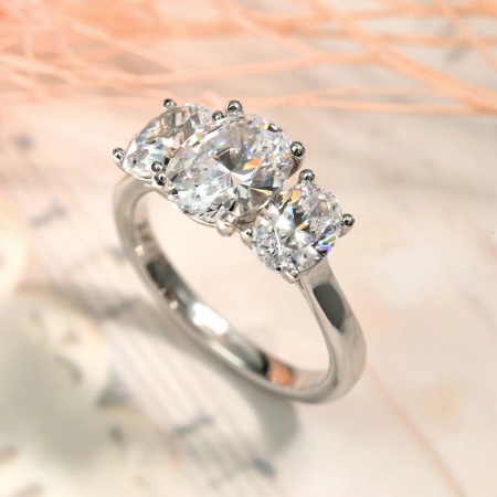 Picture of Wholesale Women's Wedding Clear Cubic Zirconia Unadjustable Rings, Platinum Plated Brass, Exquisite Stylish Jewelry Supply, 16.5mm(US Size 6), 1 Piece