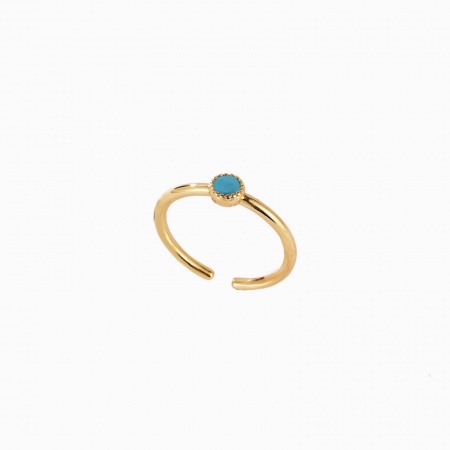 Picture of Wholesale Women's Gift Blue Cubic Zirconia Open Adjustable Rings, 18K Gold Plated Brass, Ins Style Stylish Jewelry Supply, 17.3mm(US Size 7), 1 Piece