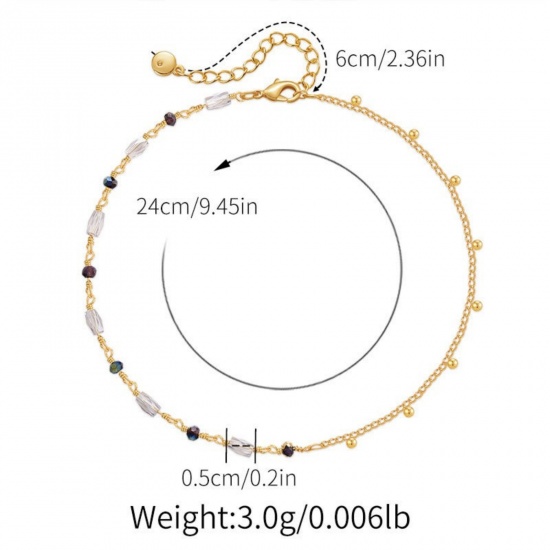 Bild von Großhandel Messing Fußketten, 18K Vergoldet Frauen Stilvoll Böhmen Geschenk Schmuckbedarf, 24cm + 6cm lang, 1 Strang