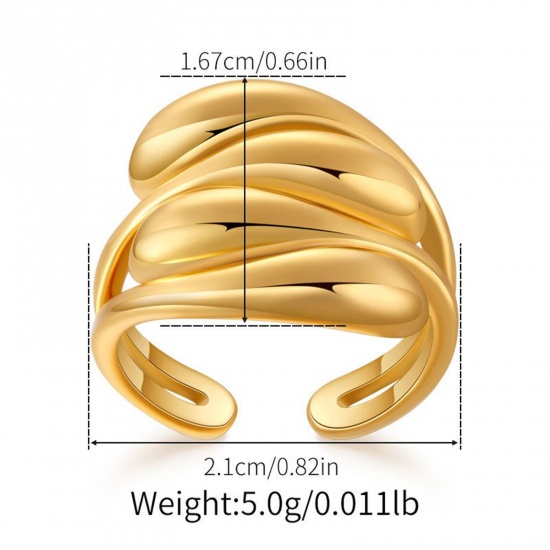 Picture of Wholesale Women's Gift Open Adjustable Rings, 18K Gold Plated Brass, Stylish Retro Jewelry Supply, 17.3mm(US Size 7), 1 Piece