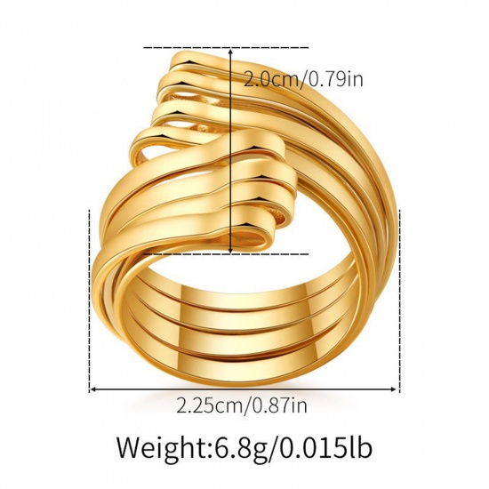 Picture of Wholesale Women's Gift Open Adjustable Rings, 18K Gold Plated Brass, Stylish Retro Jewelry Supply, 17.3mm(US Size 7), 1 Piece