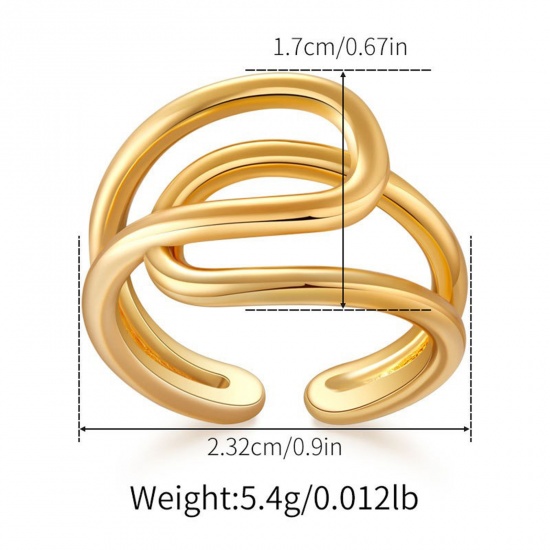 Picture of Wholesale Women's Gift Open Adjustable Rings, 18K Gold Plated Brass, Stylish Retro Jewelry Supply, 17.3mm(US Size 7), 1 Piece