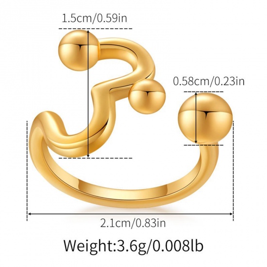 Picture of Wholesale Women's Gift Open Adjustable Rings, 18K Gold Plated Brass, Stylish Retro Jewelry Supply, 17.3mm(US Size 7), 1 Piece