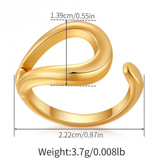 Picture of Wholesale Women's Gift Open Adjustable Rings, 18K Gold Plated Brass, Stylish Retro Jewelry Supply, 17.3mm(US Size 7), 1 Piece