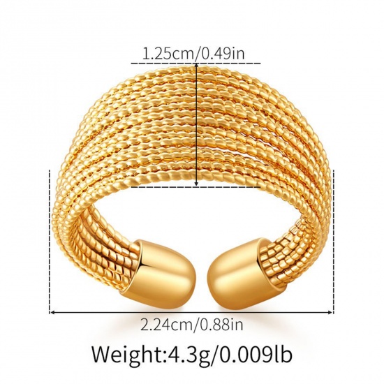Picture of Wholesale Women's Gift Open Adjustable Rings, 18K Gold Plated Brass, Stylish Retro Jewelry Supply, 17.3mm(US Size 7), 1 Piece