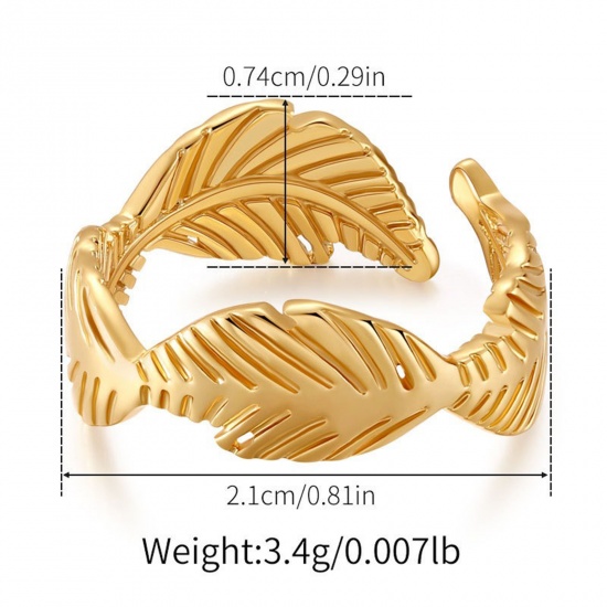 Picture of Wholesale Women's Gift Open Adjustable Rings, 18K Gold Plated Brass, Stylish Retro Jewelry Supply, 17.3mm(US Size 7), 1 Piece
