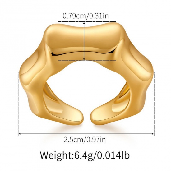 Picture of Wholesale Women's Gift Open Adjustable Rings, 18K Gold Plated Brass, Stylish Retro Jewelry Supply, 17.3mm(US Size 7), 1 Piece