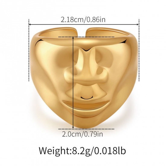 Picture of Wholesale Women's Gift Open Adjustable Rings, 18K Gold Plated Brass, Stylish Retro Jewelry Supply, 17.3mm(US Size 7), 1 Piece