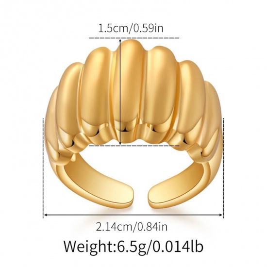 Picture of Wholesale Women's Gift Open Adjustable Rings, 18K Gold Plated Brass, Stylish Retro Jewelry Supply, 17.3mm(US Size 7), 1 Piece